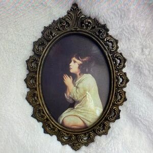Vintage Ornate Bronze Oval Picture Frame